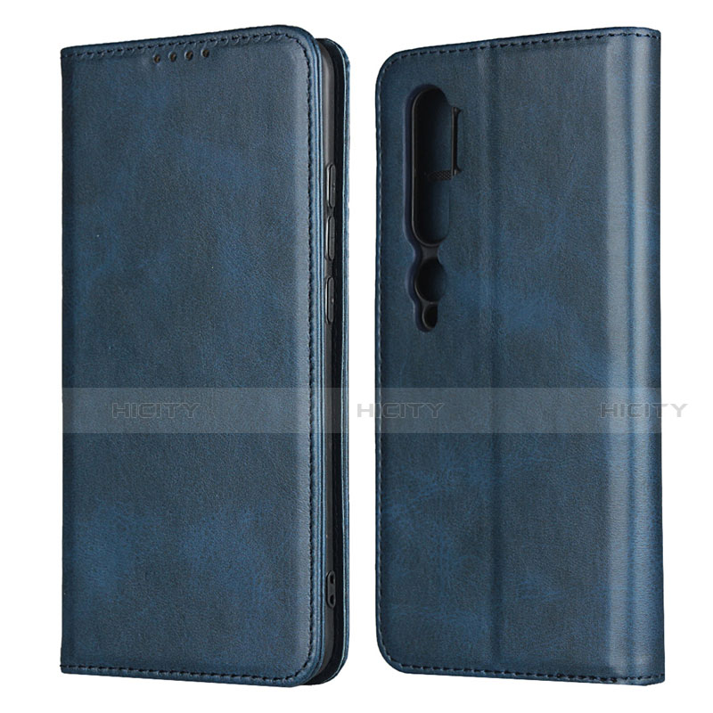 Custodia Portafoglio In Pelle Cover con Supporto T08 per Xiaomi Mi Note 10 Blu