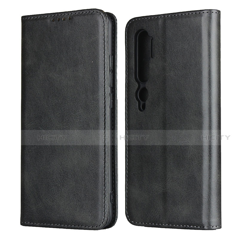 Custodia Portafoglio In Pelle Cover con Supporto T08 per Xiaomi Mi Note 10 Nero