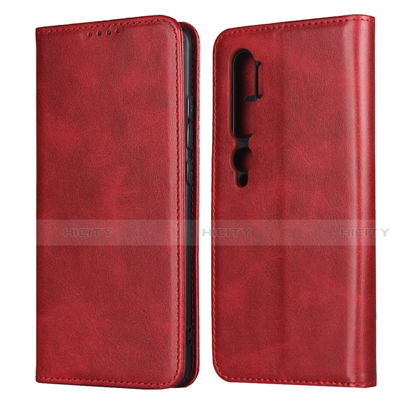 Custodia Portafoglio In Pelle Cover con Supporto T08 per Xiaomi Mi Note 10 Rosso