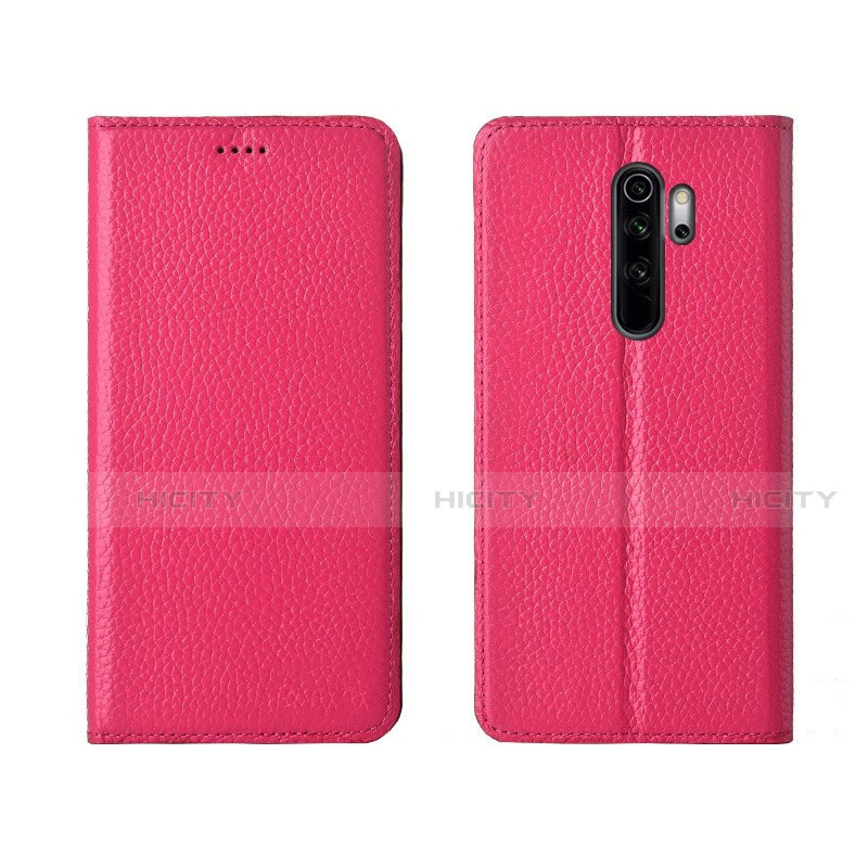 Custodia Portafoglio In Pelle Cover con Supporto T08 per Xiaomi Redmi Note 8 Pro Rosa Caldo