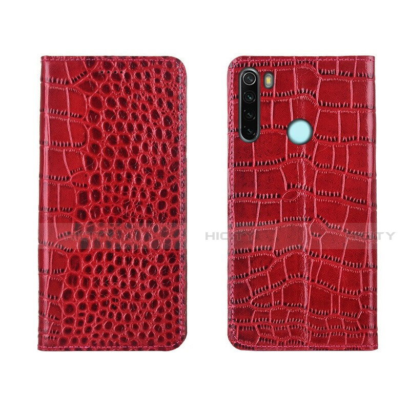 Custodia Portafoglio In Pelle Cover con Supporto T08 per Xiaomi Redmi Note 8 Rosso