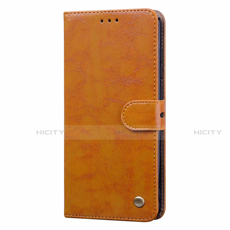 Custodia Portafoglio In Pelle Cover con Supporto T08 per Xiaomi Redmi Note 9 Arancione