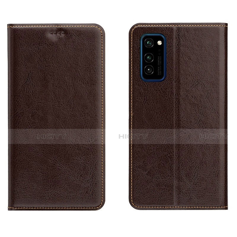 Custodia Portafoglio In Pelle Cover con Supporto T09 per Huawei Honor View 30 5G Marrone