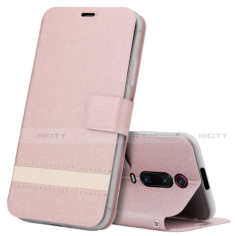 Custodia Portafoglio In Pelle Cover con Supporto T09 per Xiaomi Redmi K20 Oro Rosa
