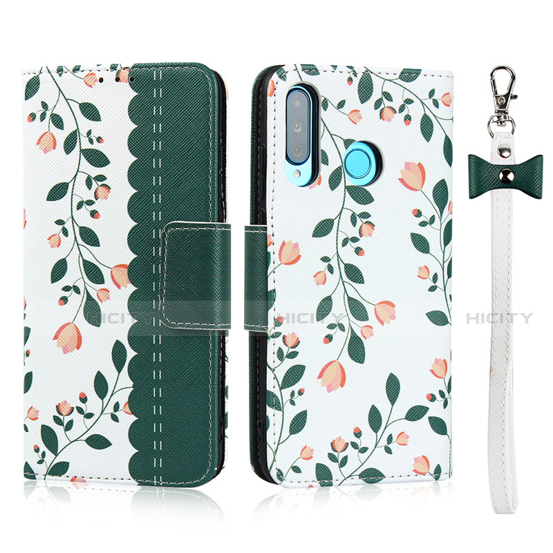 Custodia Portafoglio In Pelle Cover con Supporto T10 per Huawei P30 Lite Verde