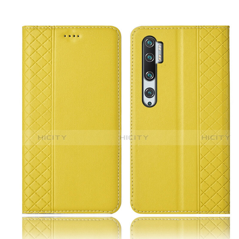 Custodia Portafoglio In Pelle Cover con Supporto T10 per Xiaomi Mi Note 10 Giallo