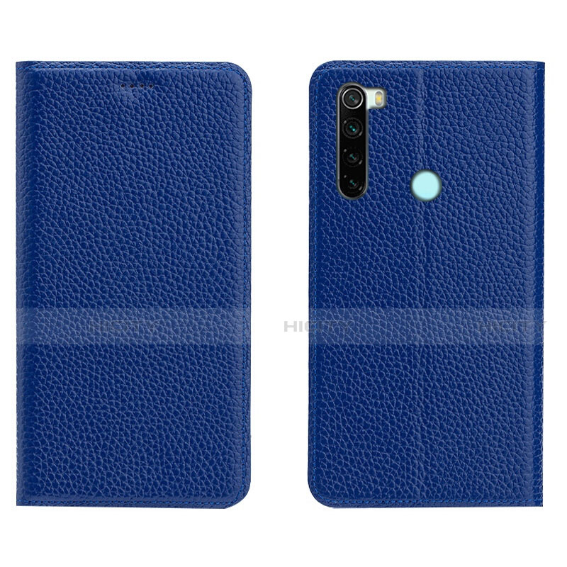 Custodia Portafoglio In Pelle Cover con Supporto T10 per Xiaomi Redmi Note 8 (2021) Blu