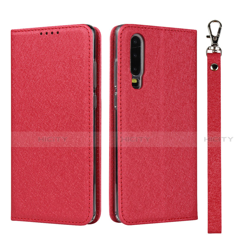 Custodia Portafoglio In Pelle Cover con Supporto T11 per Huawei P30 Rosso