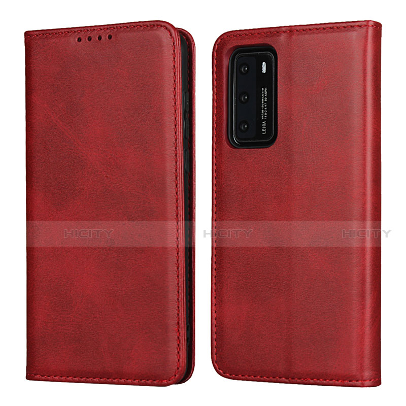 Custodia Portafoglio In Pelle Cover con Supporto T11 per Huawei P40 Rosso