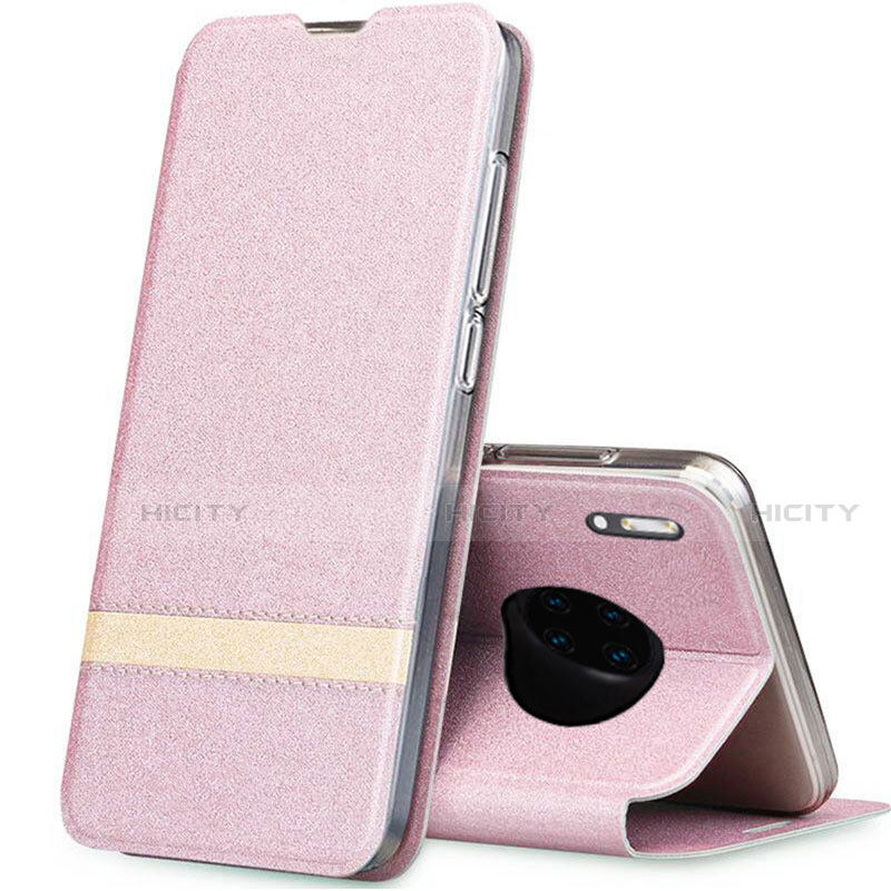 Custodia Portafoglio In Pelle Cover con Supporto T12 per Huawei Mate 30 Pro Oro Rosa