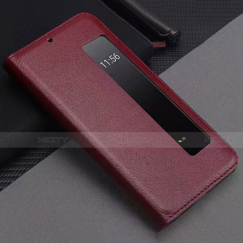 Custodia Portafoglio In Pelle Cover con Supporto T12 per Huawei P20 Pro Rosso Rosa