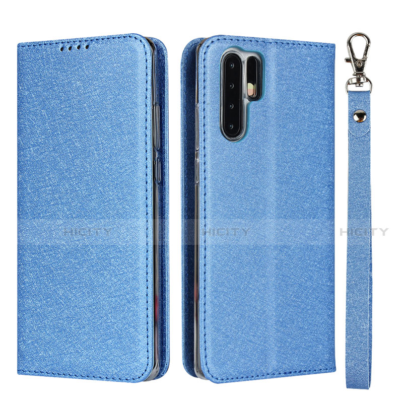 Custodia Portafoglio In Pelle Cover con Supporto T12 per Huawei P30 Pro Blu