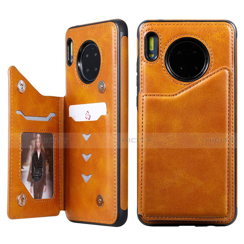 Custodia Portafoglio In Pelle Cover con Supporto T14 per Huawei Mate 30 5G Arancione