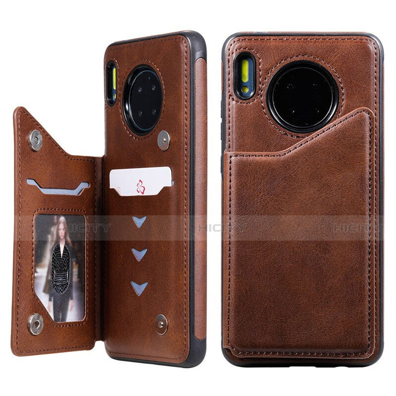 Custodia Portafoglio In Pelle Cover con Supporto T14 per Huawei Mate 30 5G Marrone