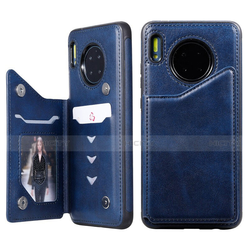 Custodia Portafoglio In Pelle Cover con Supporto T14 per Huawei Mate 30 Pro Blu