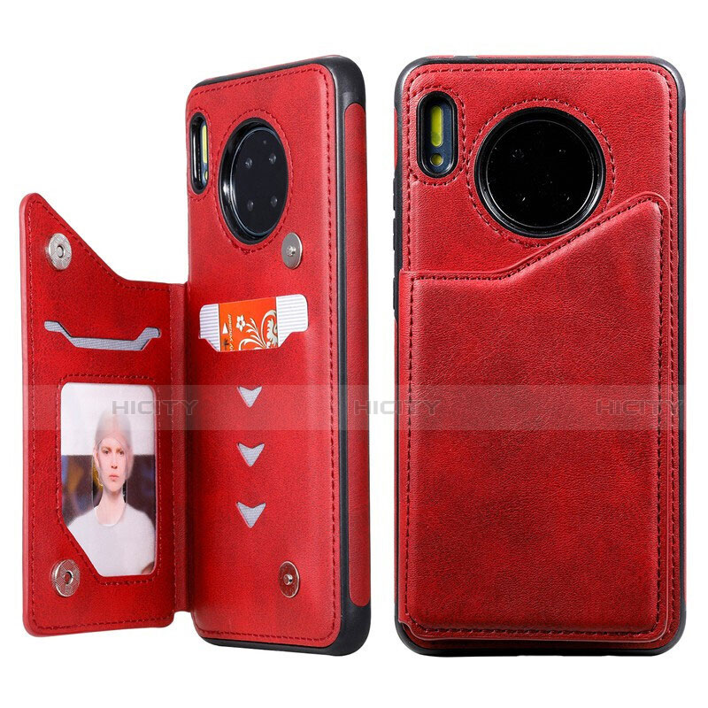 Custodia Portafoglio In Pelle Cover con Supporto T14 per Huawei Mate 30 Pro Rosso