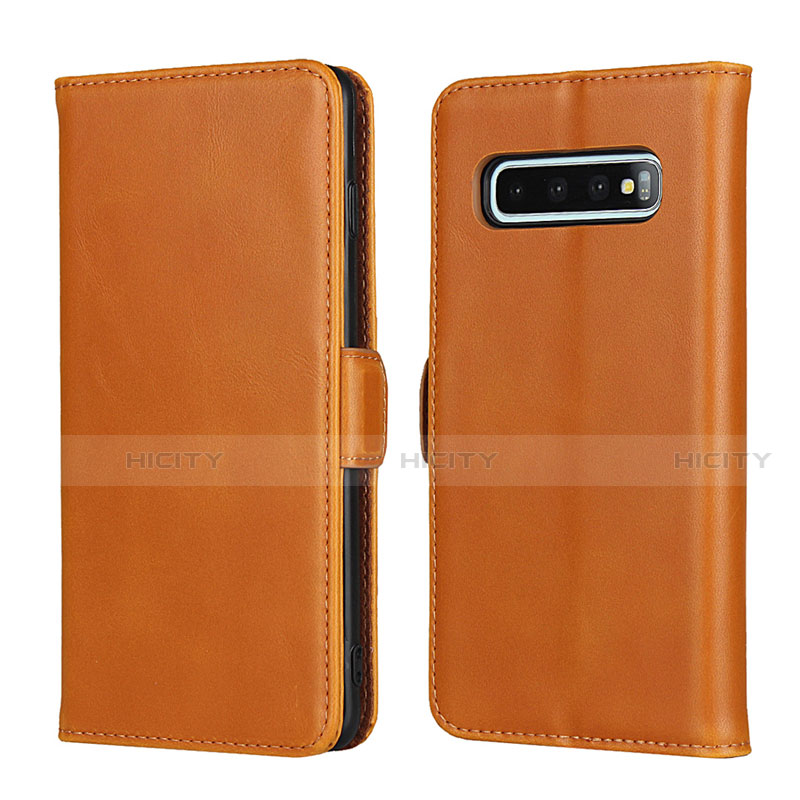 Custodia Portafoglio In Pelle Cover con Supporto T14 per Samsung Galaxy S10 Plus Arancione
