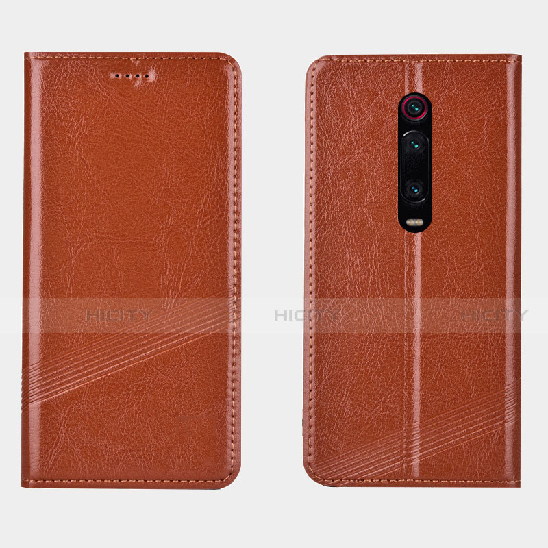 Custodia Portafoglio In Pelle Cover con Supporto T14 per Xiaomi Mi 9T Pro Arancione
