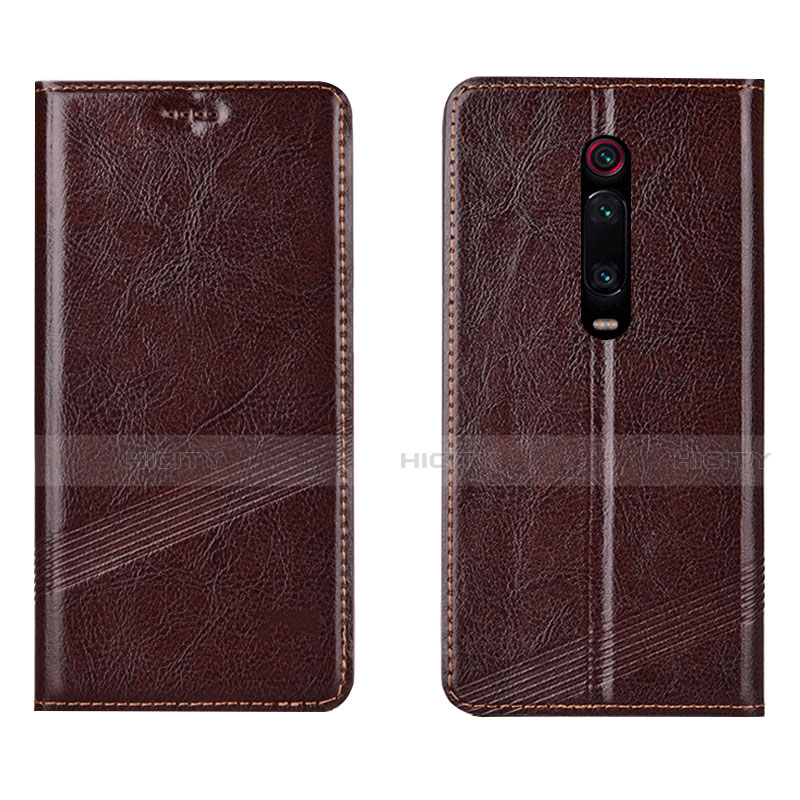 Custodia Portafoglio In Pelle Cover con Supporto T14 per Xiaomi Redmi K20 Marrone