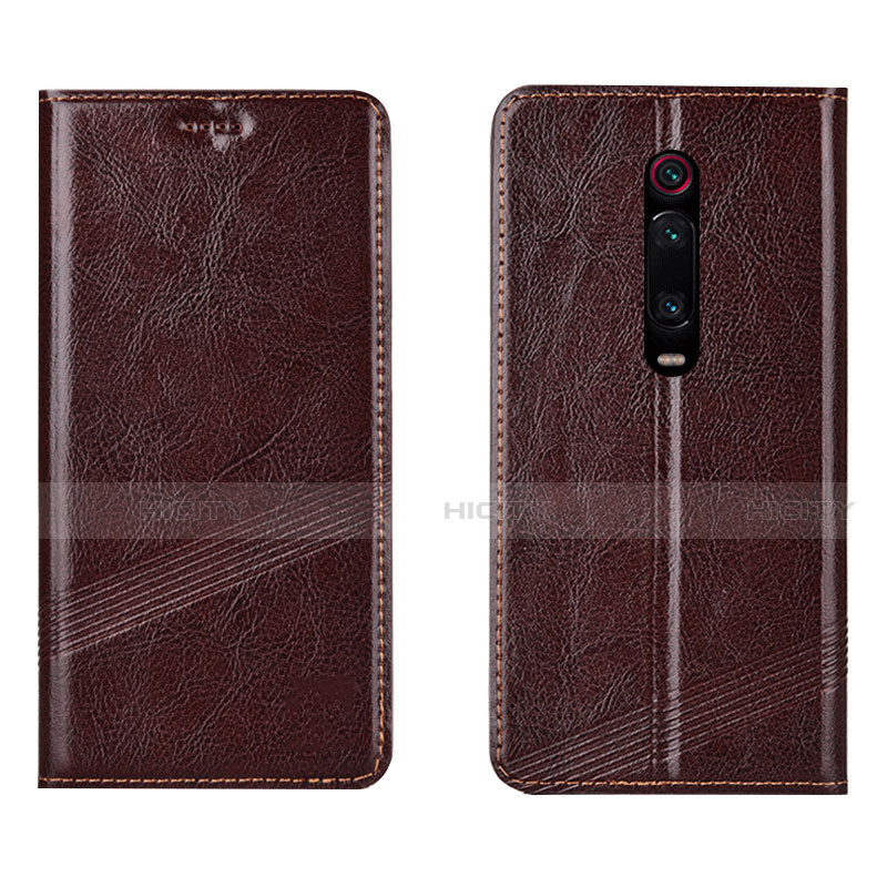Custodia Portafoglio In Pelle Cover con Supporto T14 per Xiaomi Redmi K20 Pro Marrone