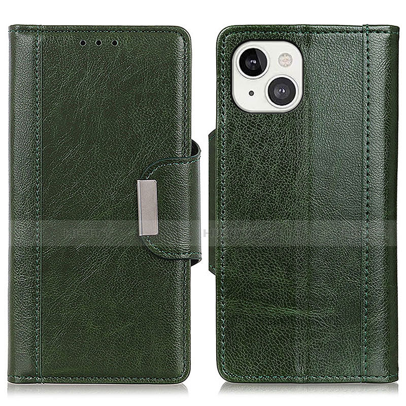 Custodia Portafoglio In Pelle Cover con Supporto T15 per Apple iPhone 13 Verde