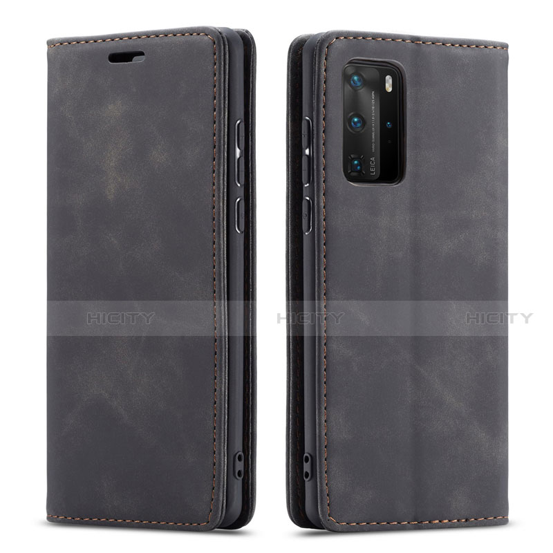 Custodia Portafoglio In Pelle Cover con Supporto T15 per Huawei P40 Pro Nero