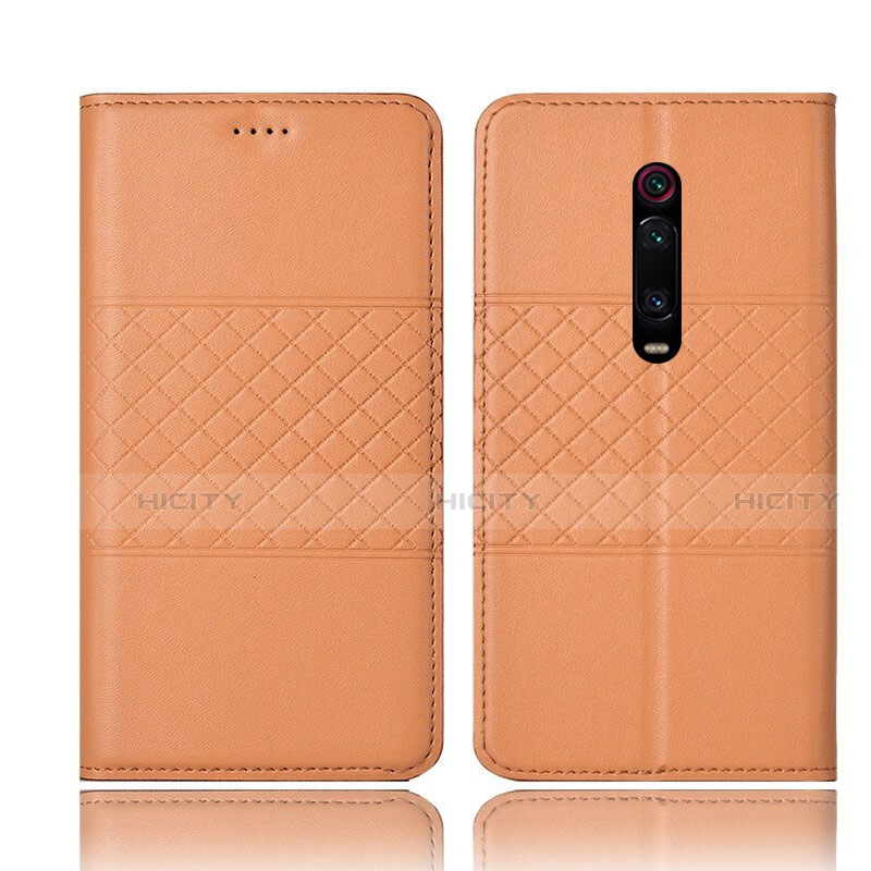 Custodia Portafoglio In Pelle Cover con Supporto T15 per Xiaomi Redmi K20 Pro Arancione