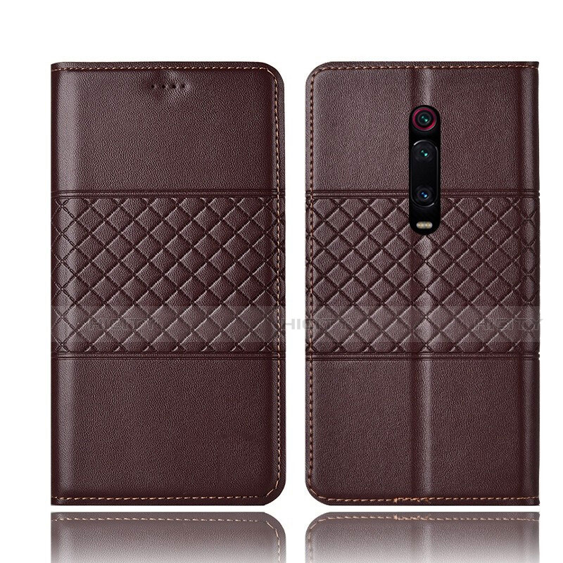 Custodia Portafoglio In Pelle Cover con Supporto T15 per Xiaomi Redmi K20 Pro Marrone