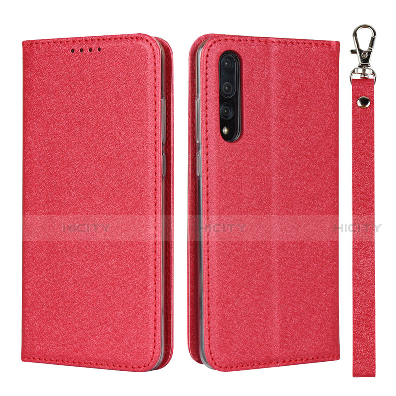 Custodia Portafoglio In Pelle Cover con Supporto T16 per Huawei P20 Pro Rosso