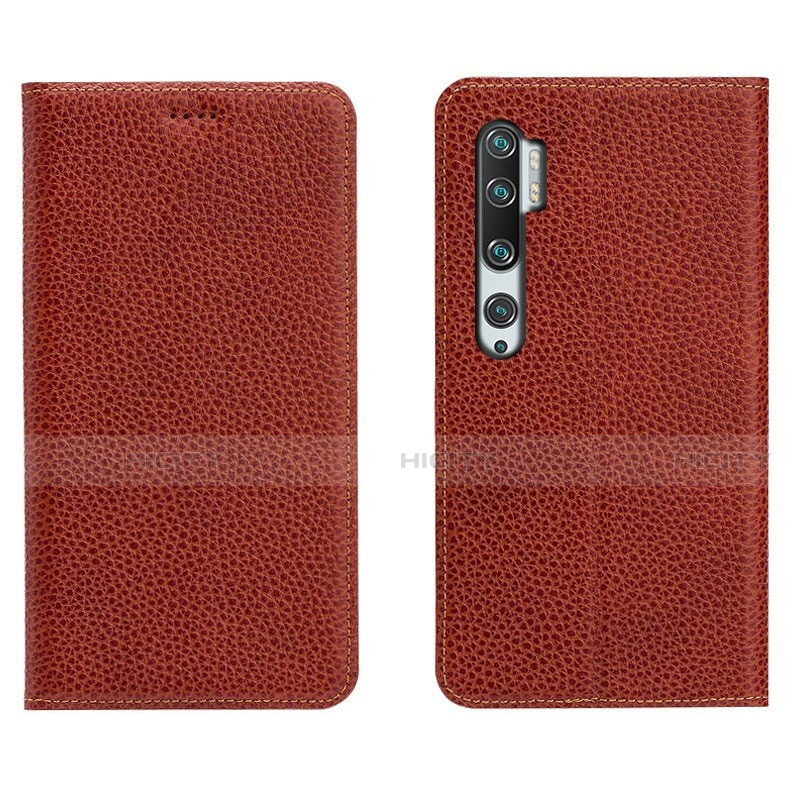 Custodia Portafoglio In Pelle Cover con Supporto T16 per Xiaomi Mi Note 10 Marrone