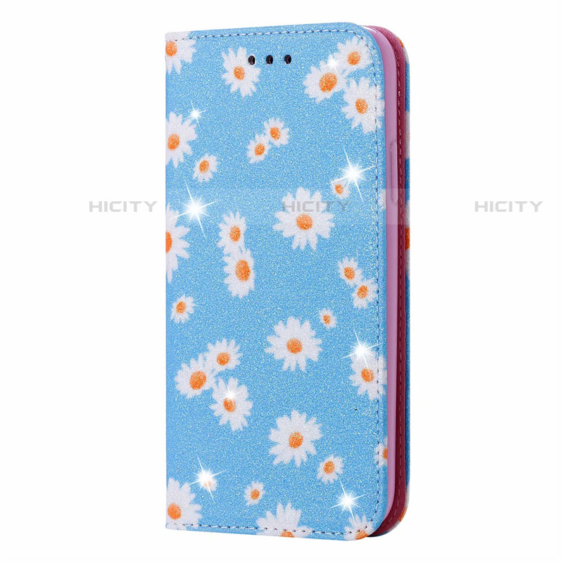 Custodia Portafoglio In Pelle Cover con Supporto T17 per Huawei P Smart (2020) Cielo Blu