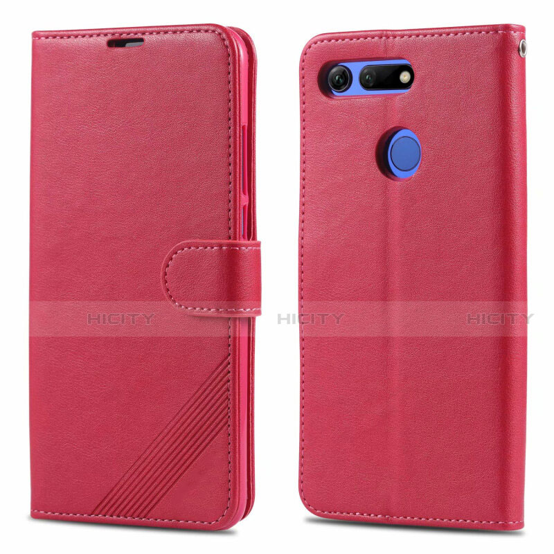 Custodia Portafoglio In Pelle Cover con Supporto T18 per Huawei Honor V20 Rosa Caldo