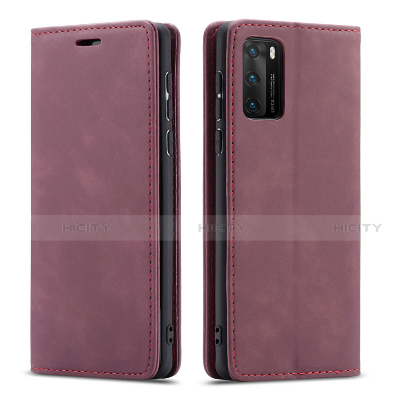 Custodia Portafoglio In Pelle Cover con Supporto T18 per Huawei P40 Rosso Rosa