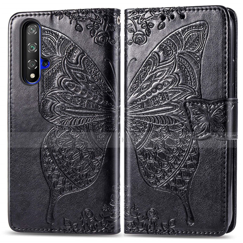 Custodia Portafoglio In Pelle Cover con Supporto T19 per Huawei Honor 20 Nero