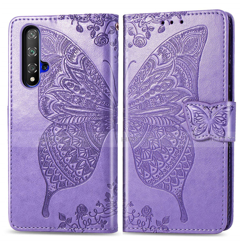 Custodia Portafoglio In Pelle Cover con Supporto T19 per Huawei Nova 5T Viola