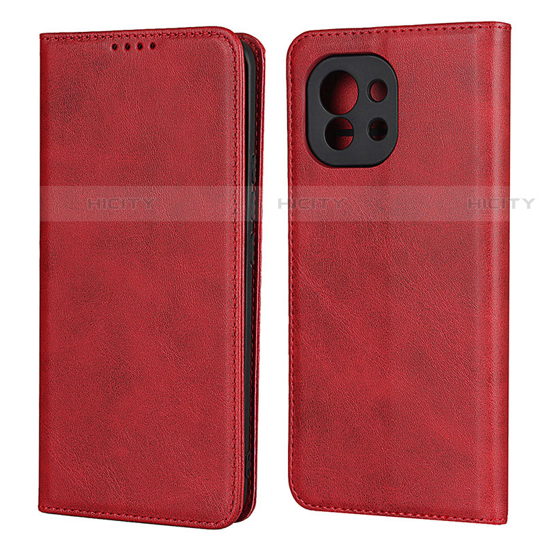 Custodia Portafoglio In Pelle Cover con Supporto T20 per Xiaomi Mi 11 5G Rosso
