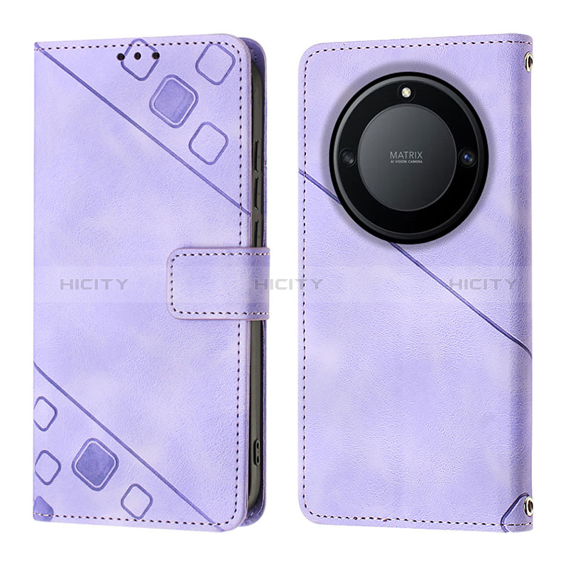 Custodia Portafoglio In Pelle Cover con Supporto Y01B per Huawei Honor Magic5 Lite 5G Viola