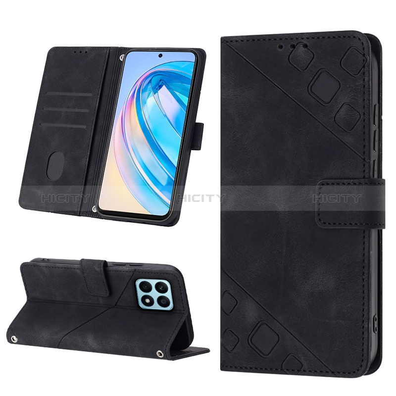 Custodia Portafoglio In Pelle Cover con Supporto Y01B per Huawei Honor X8a 4G