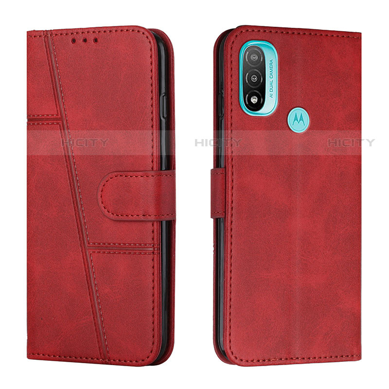 Custodia Portafoglio In Pelle Cover con Supporto Y01X per Motorola Moto E20 Rosso