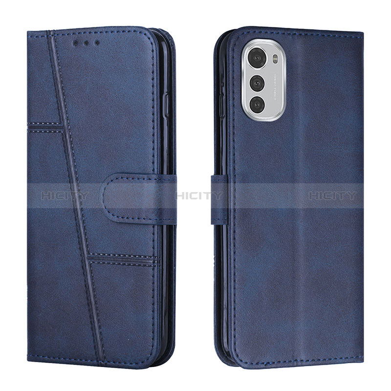 Custodia Portafoglio In Pelle Cover con Supporto Y01X per Motorola Moto E32 Blu