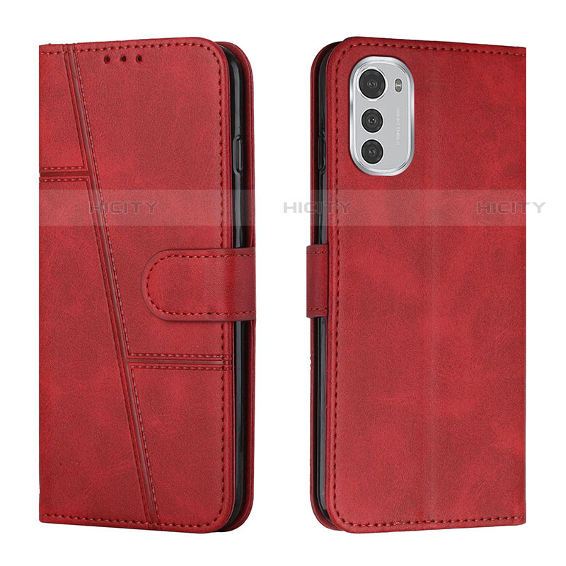 Custodia Portafoglio In Pelle Cover con Supporto Y01X per Motorola Moto E32 Rosso