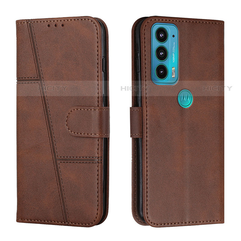 Custodia Portafoglio In Pelle Cover con Supporto Y01X per Motorola Moto Edge Lite 5G Marrone