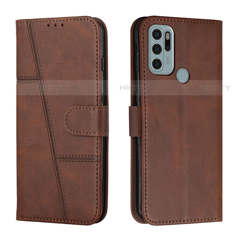 Custodia Portafoglio In Pelle Cover con Supporto Y01X per Motorola Moto G60s Marrone