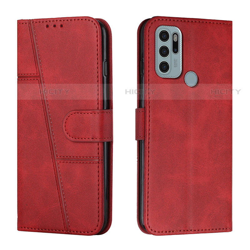 Custodia Portafoglio In Pelle Cover con Supporto Y01X per Motorola Moto G60s Rosso