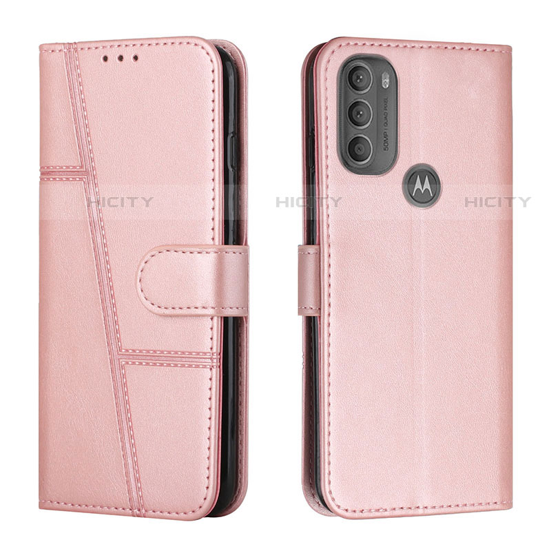 Custodia Portafoglio In Pelle Cover con Supporto Y01X per Motorola Moto G71 5G Oro Rosa