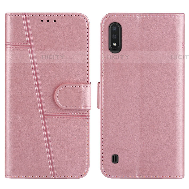 Custodia Portafoglio In Pelle Cover con Supporto Y01X per Samsung Galaxy A01 SM-A015 Oro Rosa