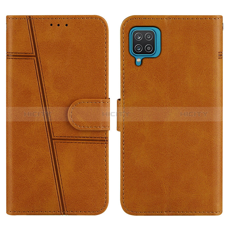Custodia Portafoglio In Pelle Cover con Supporto Y01X per Samsung Galaxy A12 Nacho Marrone Chiaro