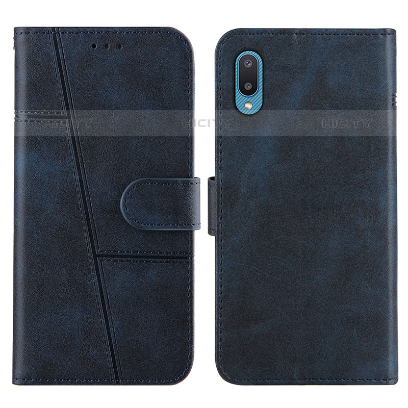 Custodia Portafoglio In Pelle Cover con Supporto Y01X per Samsung Galaxy M02 Blu