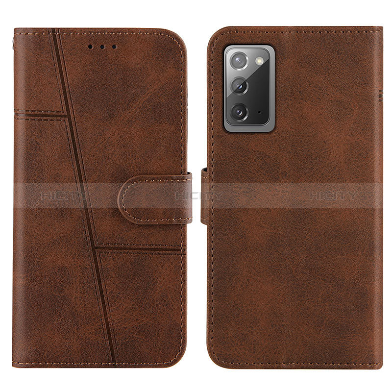 Custodia Portafoglio In Pelle Cover con Supporto Y01X per Samsung Galaxy Note 20 5G Marrone