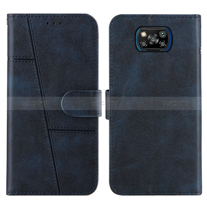 Custodia Portafoglio In Pelle Cover con Supporto Y01X per Xiaomi Poco X3 NFC Blu